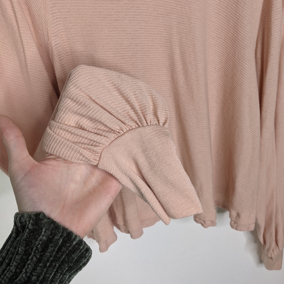 Free People Pink Billie Ribbed Blouson Sleeve Top - Picture 9 of 12